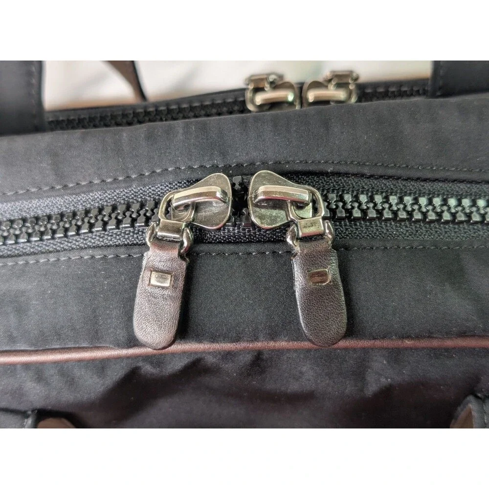 Tony Perotti Lost & Found Leather & Nylon Laptop Bag Tote Briefcase Brown Black